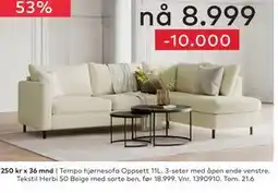 Skeidar Tempo hjørnesofa Oppsett 11L tilbud