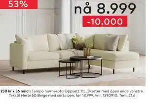 Tempo hjørnesofa Oppsett 11L