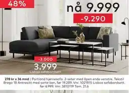 Skeidar Portland hjørnesofa tilbud