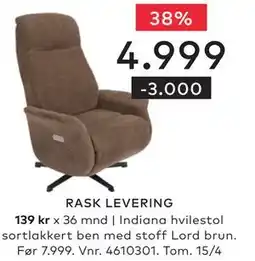 Skeidar Indiana hvilestol tilbud