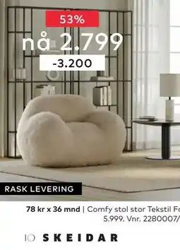 Skeidar Comfy stol stor tilbud