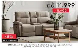 Skeidar Denver 2-seter TV sofa tilbud
