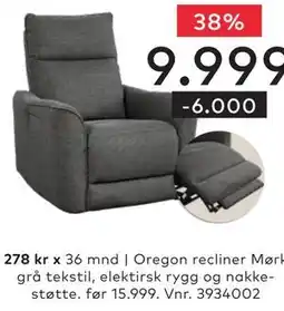 Skeidar Oregon recliner Mørk grå tilbud