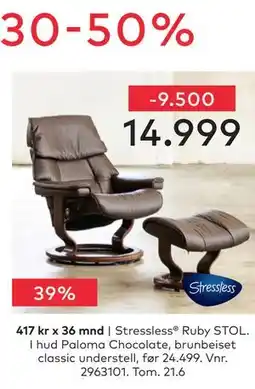 Skeidar Stressless Ruby STOL tilbud