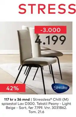 Skeidar Stressless Chilli (M) spisestol Lav D300 tilbud