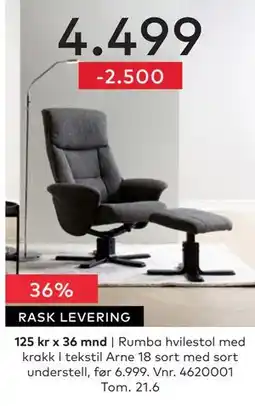 Skeidar Rumba hvilestol med krakk tilbud