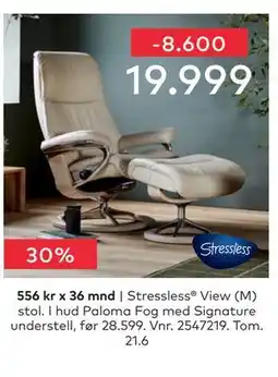 Skeidar Stressless View (M) stol tilbud