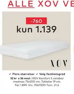 Skeidar XOV Komfort 5 vendbar madrass tilbud