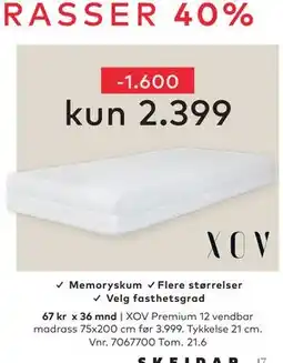 Skeidar XOV Premium 12 vendbar madrass tilbud