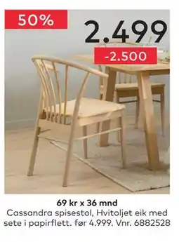 Skeidar Cassandra spisestol tilbud