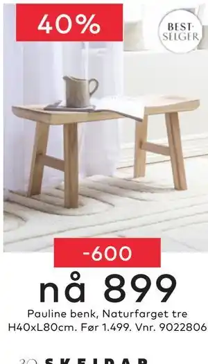 Skeidar Pauline benk tilbud