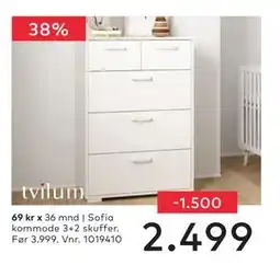 Skeidar Sofia kommode 3+2 skuffer tilbud