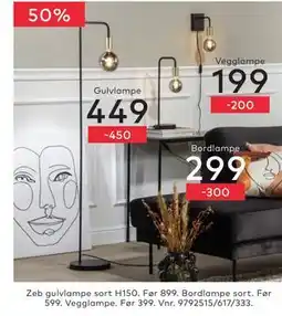 Skeidar Zeb gulvlampe sort tilbud