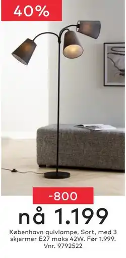 Skeidar København gulvlampe, Sort tilbud