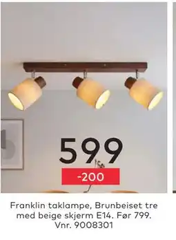 Skeidar Franklin taklampe tilbud