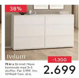 Skeidar Nova kommode med 3+3 skuffer tilbud