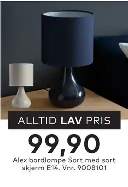 Skeidar Alex bordlampe tilbud