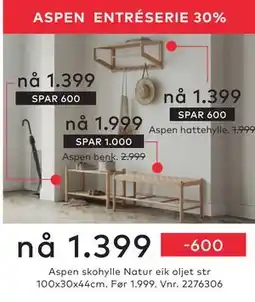 Skeidar Aspen skohylle tilbud