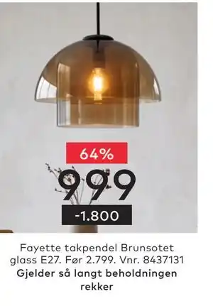 Skeidar Fayette takpendel tilbud