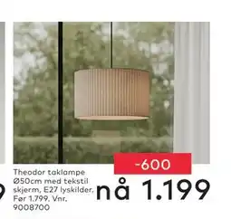 Skeidar Theodor taklampe tilbud