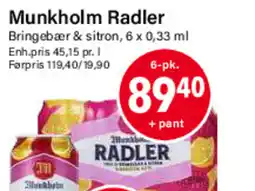 Nærbutikken MUNKHOLM Radler 6-pk tilbud