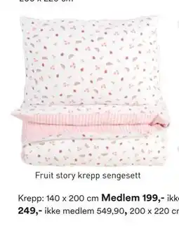 Kid Interiør Fruit story krepp sengesett, Medlemspris tilbud