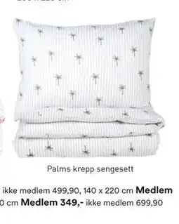Kid Interiør Palms krepp sengesett, Medlemspris tilbud