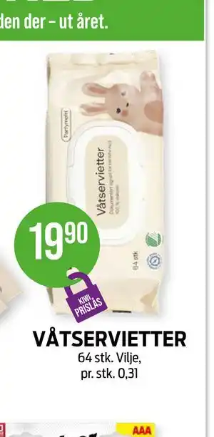 Kiwi VÅTSERVIETTER tilbud