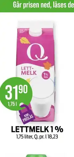 Kiwi LETTMELK 1 % tilbud