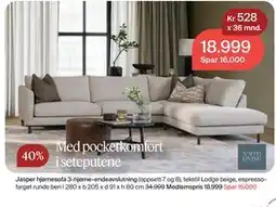 Møbelringen Jasper hjørnesofa, Medlemspris tilbud