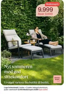 Møbelringen Lugo hvilestolsett, Medlemspris tilbud