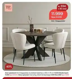Møbelringen Alver spisebord, Medlemspris tilbud