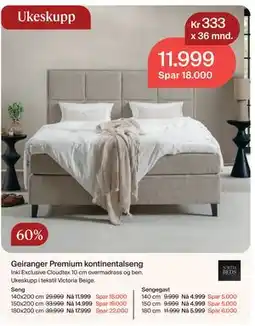 Møbelringen Geiranger Premium kontinentalseng tilbud