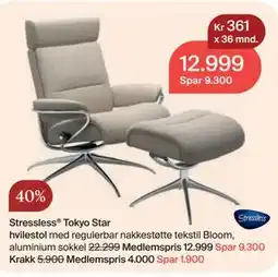 Møbelringen Stressless Tokyo Star hvilestol, Medlemspris tilbud