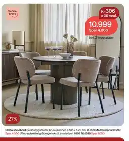 Møbelringen Chiba spisebord, Medlemspris tilbud