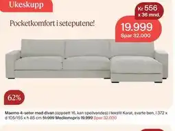 Møbelringen Maemo 4-seter med divan, Medlemspris tilbud