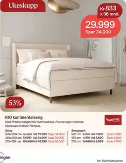 Møbelringen K10 kontinentalseng tilbud