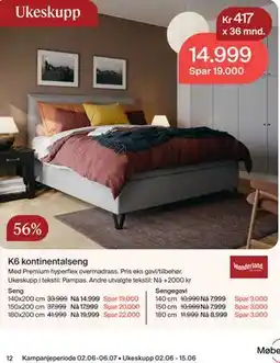 Møbelringen K6 kontinentalseng tilbud