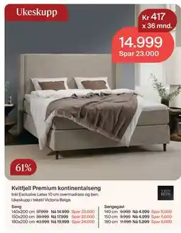 Møbelringen Kvitfjell Premium kontinentalseng tilbud