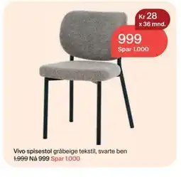 Møbelringen Vivo spisestol tilbud