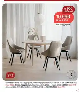 Møbelringen Filippa spisebord tilbud