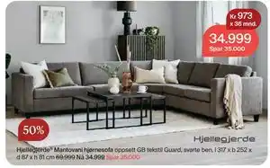 Møbelringen Hjellegjerde Mantovani hjørnesofa tilbud