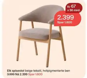 Møbelringen Elk spisestol tilbud