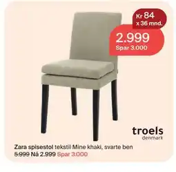 Møbelringen Zara spisestol tilbud