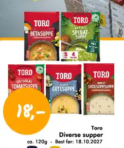 Havaristen Toro Diverse supper tilbud