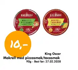 Havaristen King Oscar Makrell med pizzasmak/tacosmak tilbud