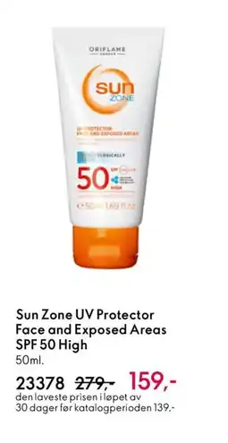 Oriflame SUN ZONE UV Protector face and exposed areas spf 50 high tilbud