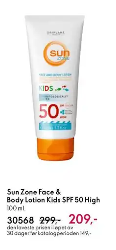 Oriflame SUN ZONE Face & body lotion kids spf 50 high tilbud