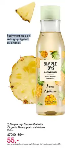 Oriflame SIMPLE JOYS Shower gel with organic pineapple love nature tilbud