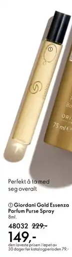 Oriflame GIORDANI GOLD Essenza parfum purse spray tilbud